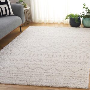 SAFAVIEH Arizona Shag Rug 5'1"x7'6", Soft Plush Boho Ivory & Beige ASG741A