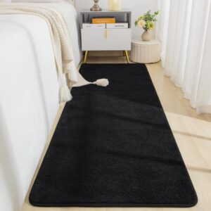 BENRON Soft Runner Rugs for Bedroom Hallway 2x6, Non Slip Washable, Black